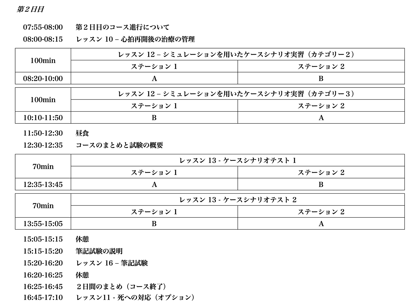 Sample Agenda Day 2