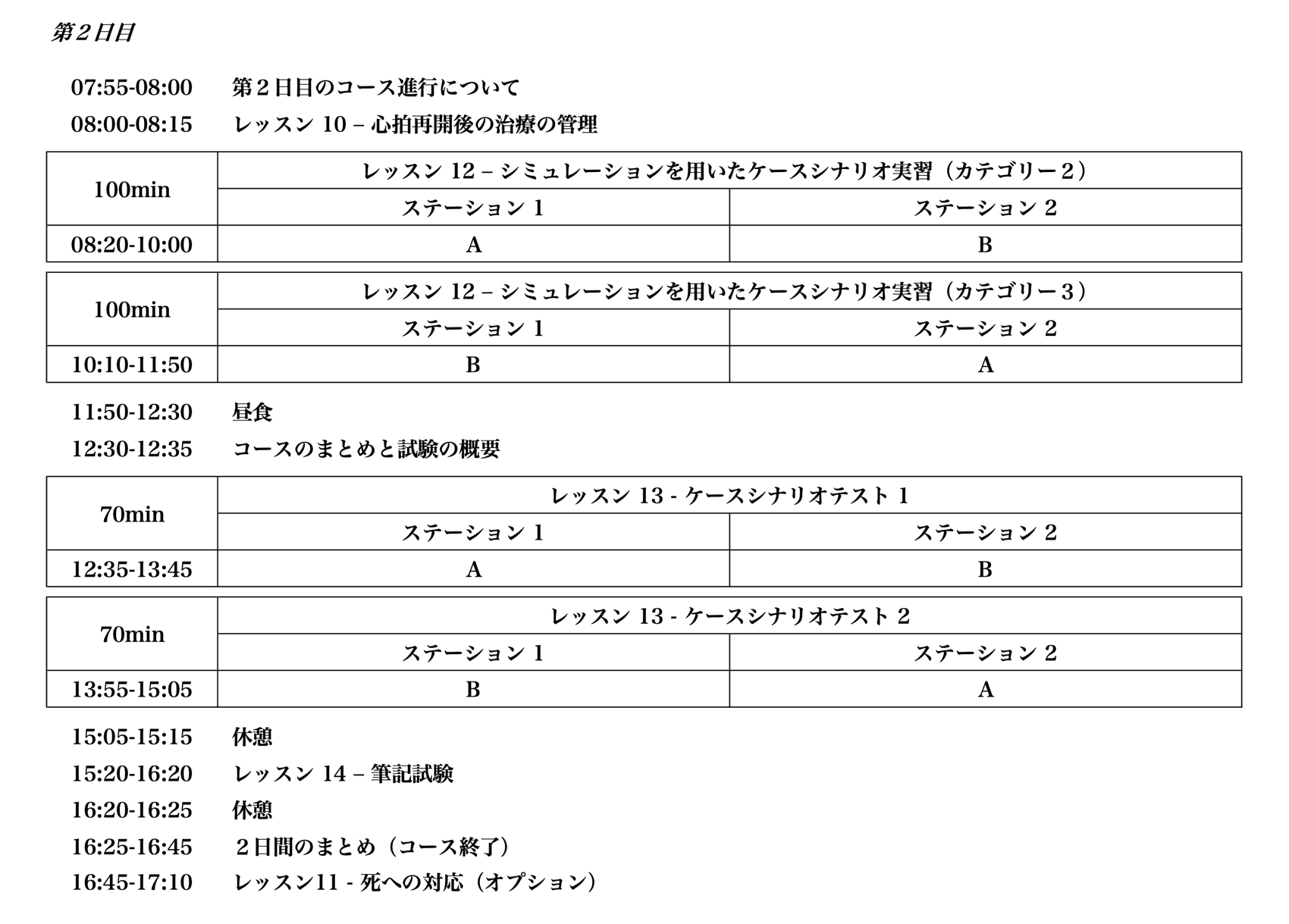 Sample Agenda Day 2